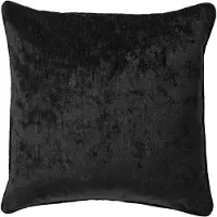 Dutch decor LEWY - kussenhoes 45x45 cm - glansvelours - Raven - zwart - met rits - zonder binnenkussen