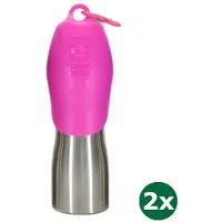 Kong h2o drinkfles rvs roze 2x 740 ml