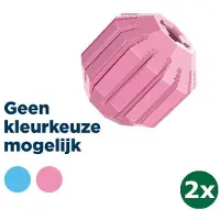 Kong puppy activity rubber bal roze of lichtblauw assorti 2x Tot 9 kg 6,5x6,5x6,5 cm