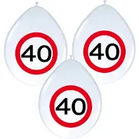 Folat Ballonnen 40 jaar - 16x - stopbord - wit - 40 cm