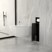 Mueller Black inbouw toiletrol en borstelhouder betegelbaar zwart mat