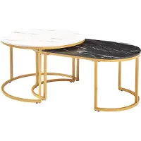 En.casa Tafelset 'Oppeerg', 2 stuks, metalen frame, marmerlook, zwart-wit/goud