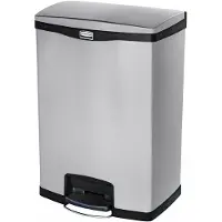 Rubbermaid Slim Jim Step-ON pedaal-afvalbak, van rvs, 90 liter, zwart