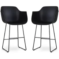 Nolon Set van 2 barstoelen Nino-Puk | kunststof zwart 57x116x43 cm barkrukken | NADUVI