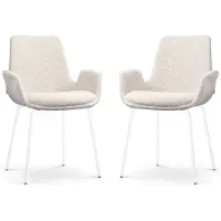 Nolon Set van 2 eetkamerstoelen Nora-Eef bouclé | teddystof beige 62x89x56.5 cm eetkamerstoelen | NADUVI