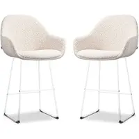 Nolon Set van 2 barstoelen Nino-Mae bouclé | teddystof beige 58x103x59.5 cm barkrukken | NADUVI