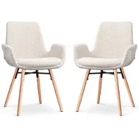 Nolon Set van 2 eetkamerstoelen Nena-Eef bouclé | teddystof beige 62x89x56.5 cm eetkamerstoelen | NADUVI