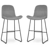 Nolon Set van 2 barstoelen Nino-Fé velvet | fluweel grijs 52.5x110x54 cm barkrukken | NADUVI