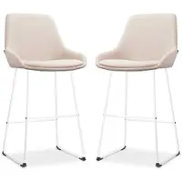 Nolon Set van 2 barstoelen Nino-Isa | chenille beige 54x112x54 cm barkrukken | NADUVI