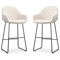 Nolon Set van 2 barstoelen Nino-Mae bouclé | teddystof beige 58x113x59.5 cm barkrukken | NADUVI