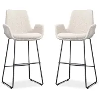 Nolon van 5barstoelen Nino-Eef bouclé | teddystof beige 62x115.5x56.5 cm barkrukken | NADUVI