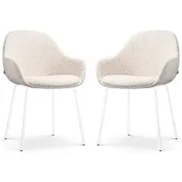 Nolon Set van 2 eetkamerstoelen Nora-Mae bouclé | teddystof beige 58x86x59.5 cm eetkamerstoelen | NADUVI