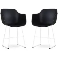 Nolon Set van 2 barstoelen Nino-Puk | kunststof zwart 57x106x43 cm barkrukken | NADUVI
