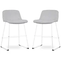 Nolon Set van 2 barstoelen Nino-Mats | chenille grijs 45x90x48 cm barkrukken | NADUVI