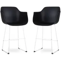 Nolon Set van 2 barstoelen Nino-Puk | kunststof zwart 57x116x43 cm barkrukken | NADUVI
