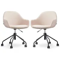 Nolon Set van 2 bureaustoelen Nout-Mae | chenille beige 58x85x59.5 cm bureaustoelen | NADUVI