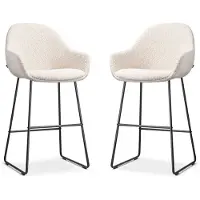 Nolon Set van 2 barstoelen Nino-Mae bouclé | teddystof beige 58x103x59.5 cm barkrukken | NADUVI