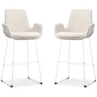Nolon van 3barstoelen Nino-Eef bouclé | teddystof beige 62x115.5x56.5 cm barkrukken | NADUVI