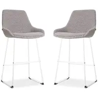 Nolon Set van 2 barstoelen Nino-Isa bouclé | teddystof grijs 54x112x54 cm barkrukken | NADUVI