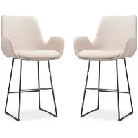 Nolon Set van 2 barstoelen Nino-Eef | chenille beige 62x105.5x56.5 cm barkrukken | NADUVI