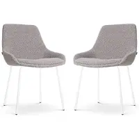 Nolon Set van 2 eetkamerstoelen Nora-Isa bouclé | teddystof grijs 54x86.5x54 cm eetkamerstoelen | NADUVI