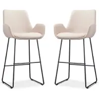 Nolon Set van 2 barstoelen Nino-Eef | chenille beige 62x115.5x56.5 cm barkrukken | NADUVI