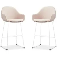 Nolon Set van 2 barstoelen Nino-Mae | chenille beige 58x113x59.5 cm barkrukken | NADUVI