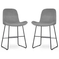 Nolon Set van 2 barstoelen Nino-Fé velvet | fluweel grijs 52.5x100x54 cm barkrukken | NADUVI