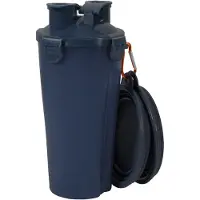 Zolux bvk 2in1 reisset fles met voerbak en drinkbak blauw