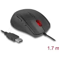 DeLOCK bedrade USB muis met 5 knoppen voor linkshandigen - 800-2400 DPI / zwart - 1,7 meter