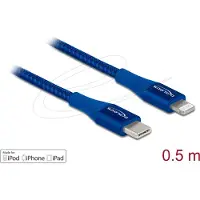 DeLOCK Data and charging cable USB Type-C to Lightning for iPhone, iPad and iPod blue 0.5 m MFi