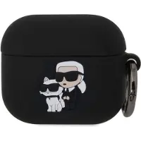 Karl Lagerfeld 3D Logo NFT Karl en Choupette Siliconen hoesje voor AirPods 3 Zwart (Hoofdtelefoon hoes), Hoofdtelefoon Tassen + Beschermende Covers, Zwart
