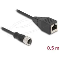 DeLOCK M12 4-pins D-gecodeerd (v) - RJ45 (v) industriële netwerkkabel | CAT5e | PU | 0,50 meter