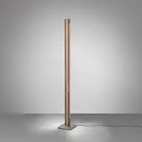 Quitani LED-vloerlamp Elis, dimbaar, hout donker, Woon-/ Eetkamer, Hout, Modern, LED vloerlamp