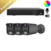 Dutch Security Systems 3x Beveiligingscamera set - Draadloos- Sony Bullet Premium 4K - Dual Light - Two-Way Audio - Zwart