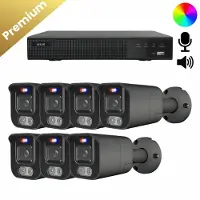 Dutch Security Systems 7x Beveiligingscamera set - Draadloos- Sony Bullet Premium 4K - Dual Light - Two-Way Audio - Zwart