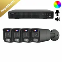 Dutch Security Systems 4x Beveiligingscamera set - Draadloos- Sony Bullet Premium 4K - Dual Light - Two-Way Audio - Zwart