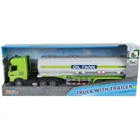 2 play Vrachtwagen met tank-oplegger frictie licht en geluid
