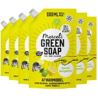 Marcel's Green Soap 6x Afwasmiddel Lemon & Bergamot Navulling 500 ml