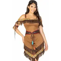 Leg avenue Indianen kostuum met bruine franjes voor dames