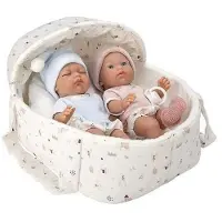 Munecas Arias Elegance Pillines With Carrycot Vinyl Body Baby Doll 26 Cm Beige Kinderen