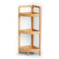 Zeller Badkamer Hoekkastje/rekje - bamboe - hout - 29 x 29 x 85 cm - Badkamerkastjes