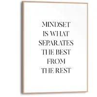 Praxis Schilderij Mindset Quote - Slim Frame 30x40 Cm Mdf Zwart-wit