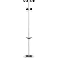Meet by Paperflow kapstok, 12 haken, met parapluhouder & lekbak, B 350 x D 350 x H 1750 mm, staal, wit-zwart