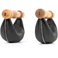 Nohrd Swing Dumbbells Eiken 8kg zwart– Design Hantels met Natuurleer en Eikenhout voor Dynamische Krachttraining
