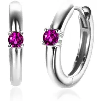 Zinzi JULI oorringen 13mm zilver met geboortesteen rood robijn zirconia