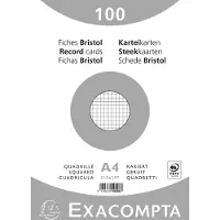 Exacompta 10x Pak 100 steekkaarten bristol in folie - geruit 5x5 niet geperforeerd 210x297mm - Wit - 10206E