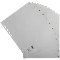 Exacompta Tabbladen A4 Maxi Grijs 12 tabs PP (Polypropeen) 11 Gaten 2812E 10 Stuks