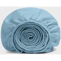 Yumeko Hoeslaken Gewassen Percal Katoen 90x200 Blauw - Eco, Bio & Fairtrade