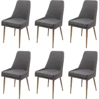 MCW Set van 6 eetkamerstoel -O27, keukenstoel gestoffeerde stoel, stof/textiel (280g/m²) metaal ~ donkergrijs